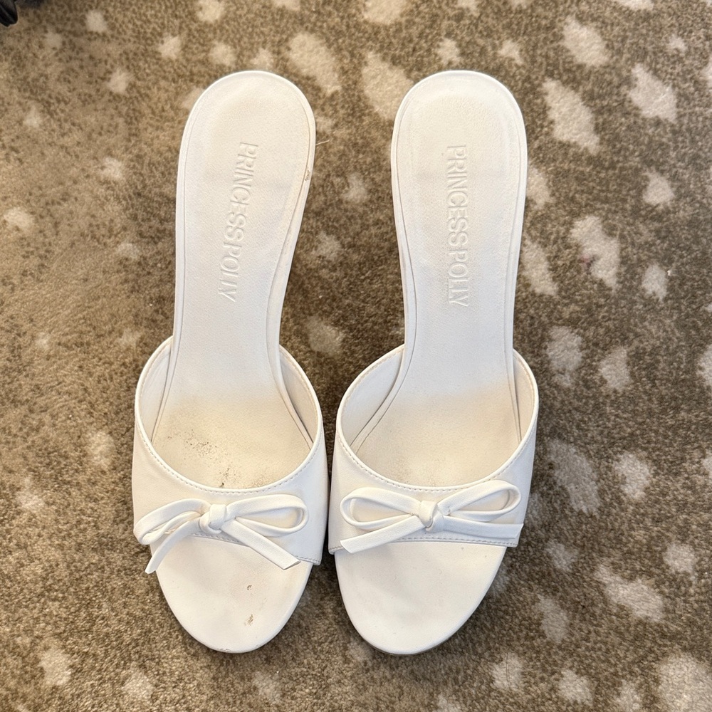 Princess Polly Elegant White Bow Sandals